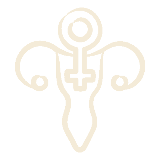 Icon einer Gebärmutter mit Eierstöcken